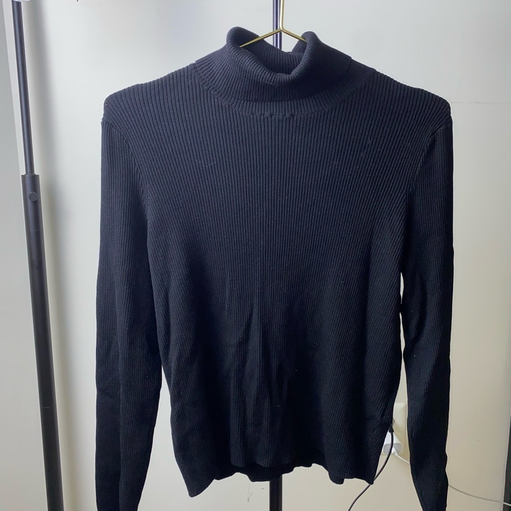 Divided Black Ribbed Knit Top